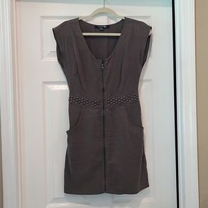 Charcoal Gray Forever 21 Short Sleeve Zip Up Dress Size S
